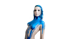 Boobs blue paint nude