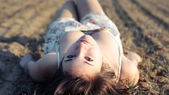 Boobs woman lying down