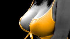 Boobs woman orange selective
