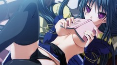 Books Anime blue hair anime girls purple eyes topless upscaled