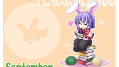 Books Anime Calendar September anime girls Bunnies touhou