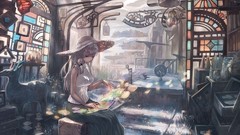 Books anime girls artwork