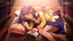 Books anime girls barefoot
