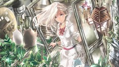 Books anime girls mirrors artwork