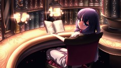 Books anime girls touhou purple hair patchouli knowledge purple 