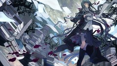 Books Anime scarfs long hair anime girls brunettes school 