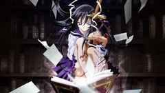 Books Anime Swords schoolgirls anime girls