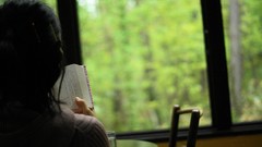 Books asians long hair reading black hair