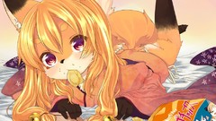 Books beds red eyes kimono furry blondes eating potato chips 
