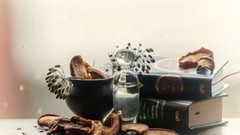 Books brown dried fruits