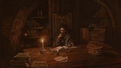 Books Candles Library pipes Wizards artwork fantasy art 