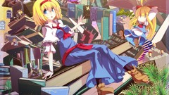 Books Chibi blondes blue eyes touhou kirisame marisa alice 