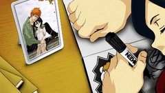 Books desks closed eyes markers bleach kuchiki rukia picture 