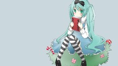 Books dress blue background long hair anime girls hatsune miku 