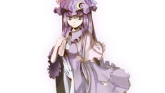 Books dress white background hats long hair anime girls touhou 