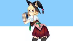 Books glasses back tie hats blue background bows stockings 