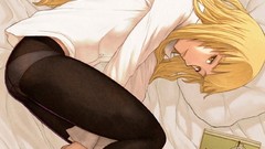 Books glasses shirts blondes long hair anime girls pantyhose 