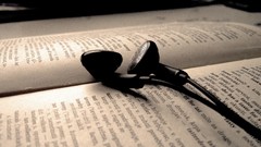 Books headphones close-up