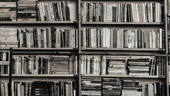 Books interior Library bookshelf grayscale