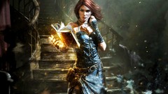 Books paintings witches the witcher Triss merigold artwork 