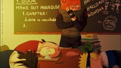 Books Pencils sleeping Halloween boredom school desks reading 