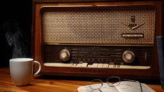 Books Radio glasses vintage cups