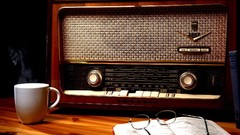 Books Radio old retro glasses still life cups