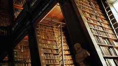 Books statues Library buildings bookshelf stairways low-angle 