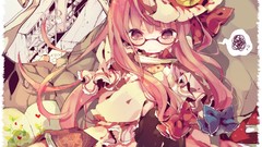 Books tears glasses hats Ribbons long hair anime girls brown 