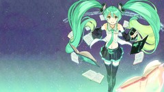Books tie skirts anime girls hatsune miku vocaloid twintails 