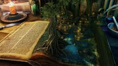 Books Trees digital art fantasy art artwork Candles