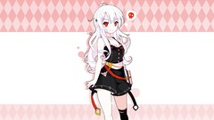 Books white hair red eyes ornaments chains skulls belts skirts 