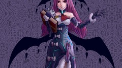 Books wings dress red eyes gloves bows long hair anime girls 