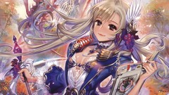 Books wings staff blondes long hair anime girls cleavage 