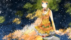 Boots blue eyes short hair vocaloid green hair Megpoid Gumi