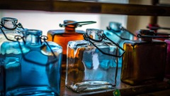 bottles colorful glass wire dark