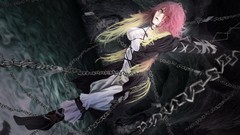 Bound chains blondes pink hair long hair bondage touhou video 