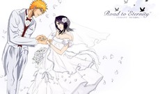 Bouquet couple white background Tuxedo bleach brides kurosaki 