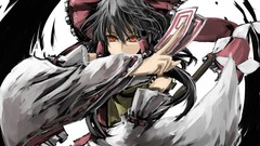 Bows action long hair brunettes hakurei reimu touhou miko 