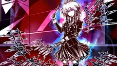 Bows anime girls braids heterochromia touhou izayoi sakuya 