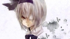 Bows anime girls short hair konpaku youmu touhou silver hair 