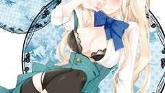 Bows blondes green eyes bra axis powers hetalia cleavage 