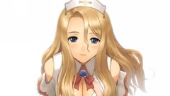 Bows blondes long hair blue eyes tony taka cleavage artwork 