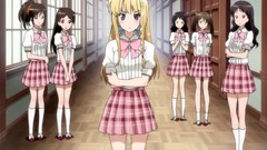 Bows blondes school uniforms purple eyes Kono Naka ni Hitori 