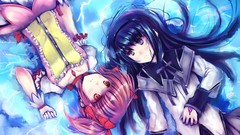 Bows pink hair pink eyes anime girls brunettes mahou shoujo 