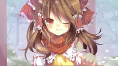 Boxes red eyes faces bows outdoors scarfs blush smiling long 
