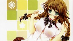 Braids anime girls glasses