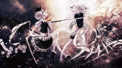 Branches weapons Katana fight dress Knives flying white hair 