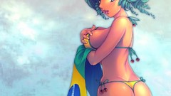 Brazil blue hair bikini hentai original characters huge boobs