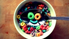 Breakfast colors vintage smiling cereal smiley face